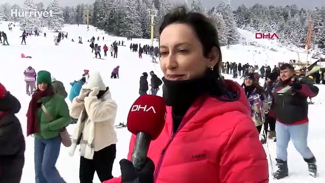 Uludağ hafta sonu günübirlik tatilcilerle doldu