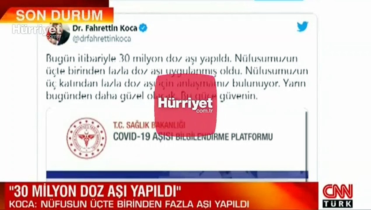 Türkiye'de uygulanan koronavirüs aşı sayısı 30 milyonu aştı