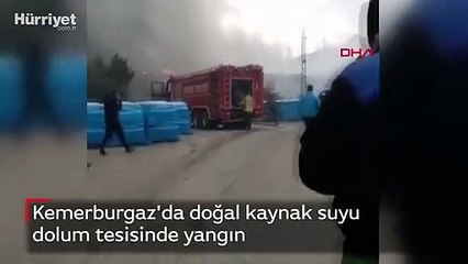 Kemerburgaz'da doğal kaynak suyu dolum tesisinde yangın
