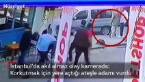 İstanbul’da akıl almaz olay kamerada: Korkutmak için yere açtığı ateşle adamı vurdu