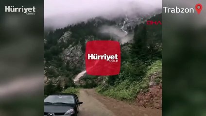 'Derebaşı Virajları'ndaki heyelan anı kamerada