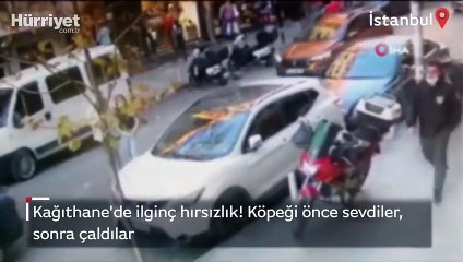 Köpeği önce sevdiler, sonra çaldılar! O anlar kamerada