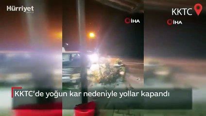 KKTC’de yoğun kar nedeniyle yollar kapandı