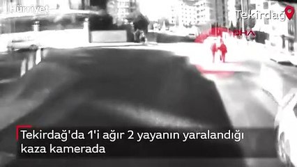 Yayaların savrulduğu talihsiz kaza böyle kaydedildi