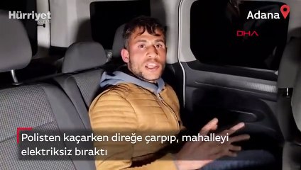 Polisten kaçarken direğe çarptı, mahalleyi elektriksiz bıraktı