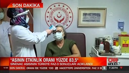 Sinovac aşısının etkinliği açıklandı