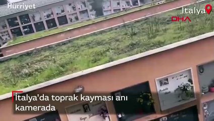 Mezarlık alanda toprak kayması anı kamerada