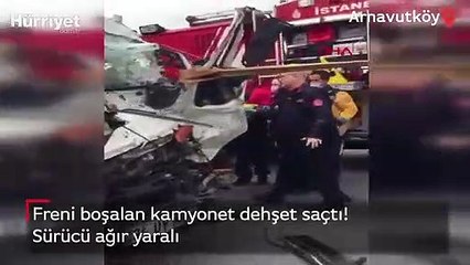Freni boşalan kamyonet dehşet saçtı! Sürücü ağır yaralı