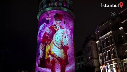 Galata Kulesi'nde video mapping gösterisi gerçekleştirildi