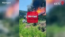 KKTC'de Girne bölgesindeki ormanlık alanda yangın çıktı