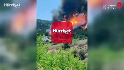 KKTC'de Girne bölgesindeki ormanlık alanda yangın çıktı