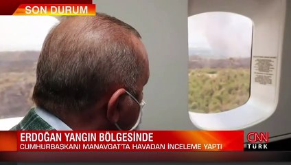 Cumhurbaşkanı Erdoğan, yangın bölgesinde incelemelerde bulundu