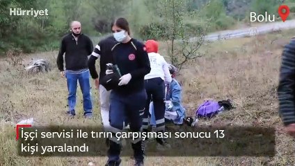 İşçi servisi ile tırın çarpışması sonucu 13 kişi yaralandı