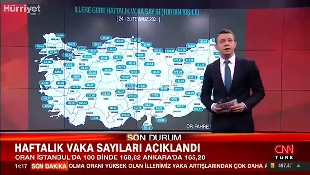 Sağlık Bakanı Koca illere göre haftalık koronavirüs vaka haritasını paylaştı