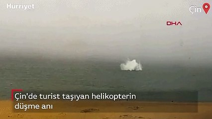 Çin'de turist taşıyan helikopter böyle düştü