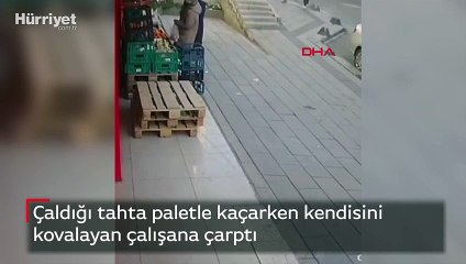 Çaldığı tahta paletle kaçarken kendisini kovalayan çalışana çarptı