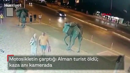 Motosikletin çarptığı Alman turist öldü  kaza anı kamerada