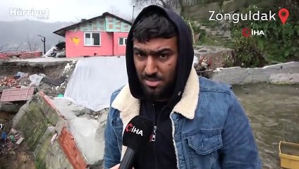 Heyelan böyle geldi...Panik ve korku dolu anlar kamerada