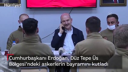 Cumhurbaşkanı Erdoğan, Düz Tepe Üs Bölgesi'ndeki askerlerin bayramını kutladı