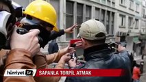 Şişli'de eylemciler sapanla torpil attılar