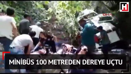 Minibüs 100 metreden dereye uçtu! 18 yaralı