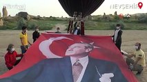 Türkiye’nin ilk yerli balonu Atatürk ve Türk Bayrağı ile Kapadokya semalarına havalandı
