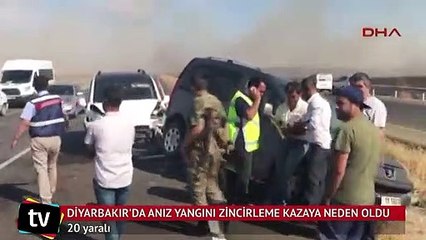 Diyarbakır'da anız yangını zincirleme kazaya neden oldu: 20 yaralı