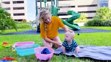 Maggie is Swimming with Little Brother David in the Pool | Family Fun for Babies
