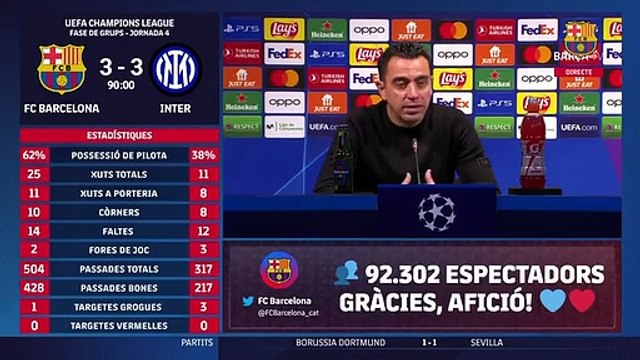 Xavi, resignado en la rueda de prensa posterior al Barça-Inter / FCB