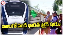 PM Modi Flags Off 4th Vande Bharat Express Train From Una Himachal _ V6 News