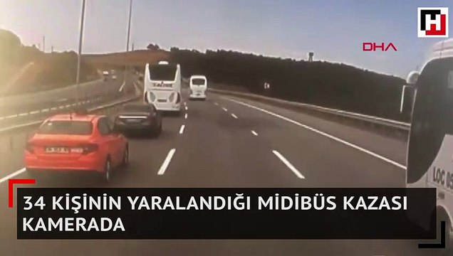 34 kişinin yaralandığı midibüs kazası kamerada