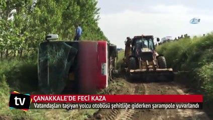 Çanakkale'de tur otobüsü devrildi