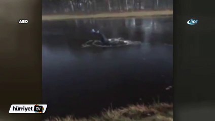 Donmuş gölette golf suda bitti