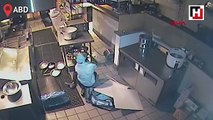 Restoranın mutfağına girmeye çalışan hırsız, tavandan yere çakıldı