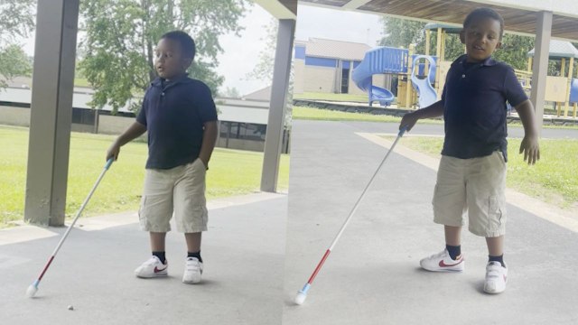 Boy Who Is Visually Impaired Recognizes Dad's Voice When He Surprises Him at School | Happily TV