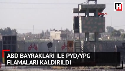 Şanlıurfa Telabyad'daki ABD bayrakları ile PYD/YPG flamaları kaldırıldı