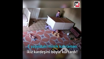 2 yaşındaki minik kahraman ikiz kardeşini böyle kurtardı!