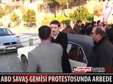 ABD SAVAŞ GEMİSİ PROTESTOSUNDA ARBEDE ÇIKTI