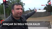 Adana’da araçlar su dolu yolda kaldı