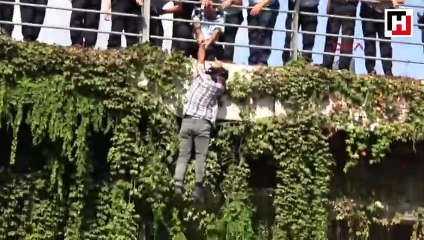 Köprüden atladı, hava yastığına düştü
