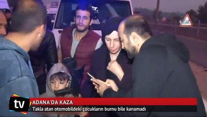 Takla atan otomobildeki çocukların burnu bile kanamadı