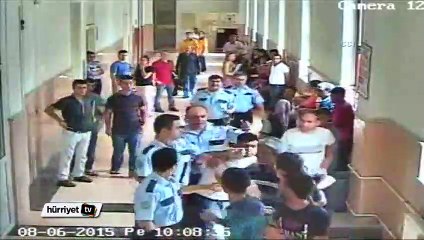 Adana Adliyesi'nde arbede güvenlik kamerasında