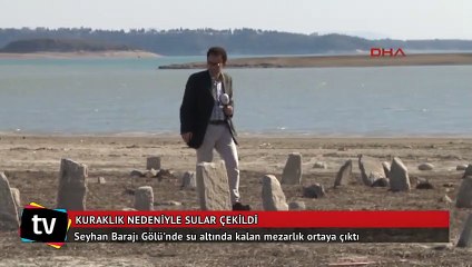 Baraj gölünde su çekildi mezarlık ortaya çıktı