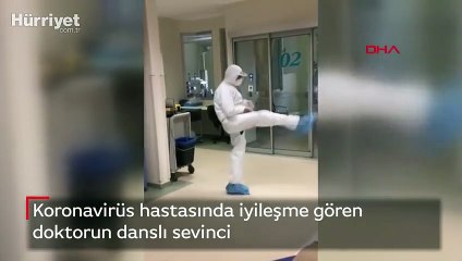 Koronavirüs hastasında iyileşme gören doktorun danslı sevinci