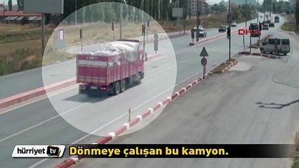 Afyonkarahisar'da hatalı dönüş yapan kamyon otomobili altına aldı