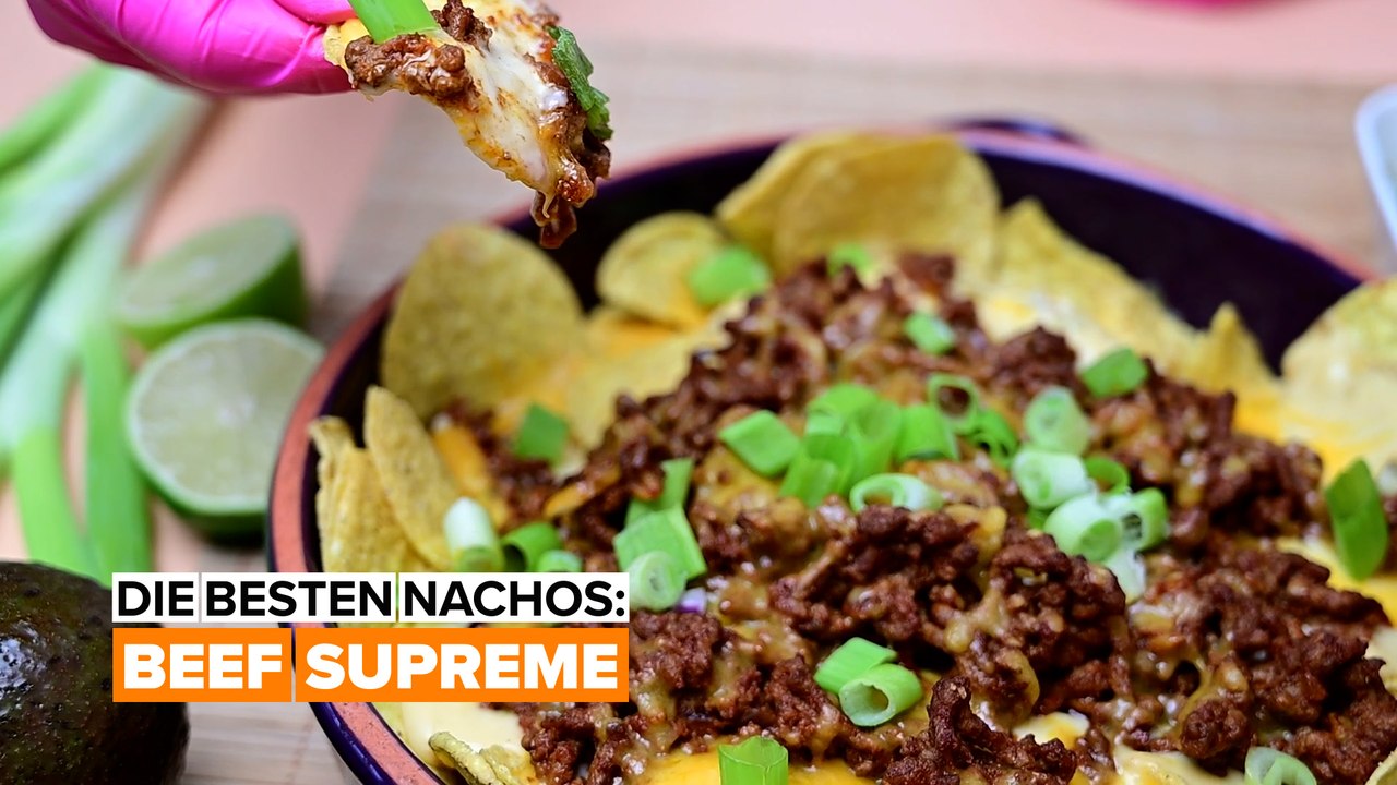 Leckere cheesy beef nachos!