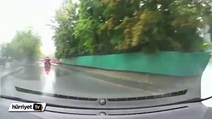 Duran otomobilin üzerine ağaç düştü