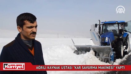 Ağrılı kaynak ustası "kar savurma makinesi"yaptı.