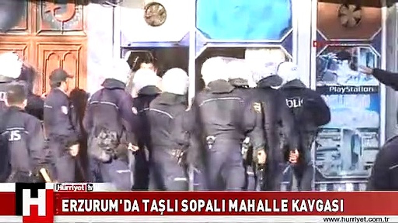 ERZURUM'DA TAŞLI SOPALI MAHALLE KAVGASI