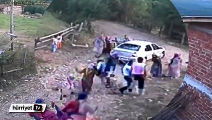 Kastamonu'daki iki ailenin taşlı, sopalı, silahlı kavgası kamerada